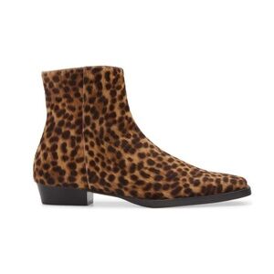 FRAME NEW Le Maddox Calf Skin Leopard Print Zip Bootie Size 36 EU 5.5 US